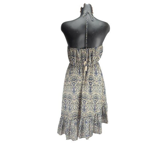 FREE PEOPLE Safari Sunset Halter Ruffle Print asymmetrical  light Summer Dress S - Picture 9 of 13